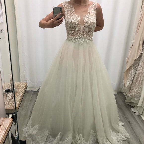 Ella Rosa Beaded Tulle Wedding Gown - Picture 2 of 8